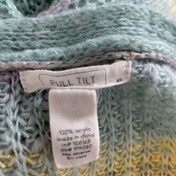 Full Tilt Marled Color Block Cardigan Sweater Sz XS Pastel Lightweight Acrylic - Picture 10 of 16